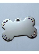 Petscribe ID Tag Chrome Plated with Aurora Crystals - Large